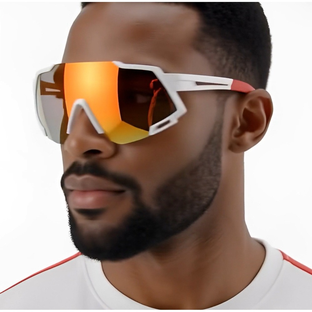 Sport Men Sunglasses‎ Cycling Glasses Windproof UV Protection White Frame Gafas